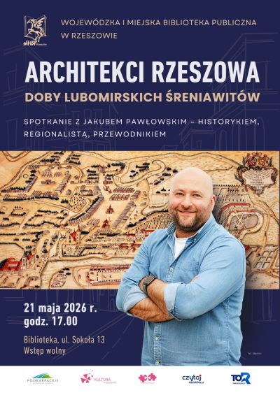 Grafika promująca spotkanie z Jakubem Pawłowskim V 2026